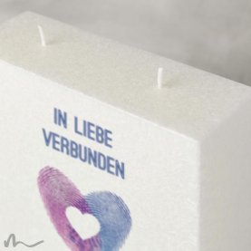 Hochzeitskerze Docht Fingerabdruck Herz 17 x 25 cm