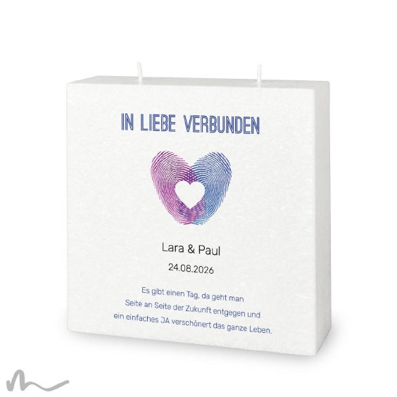 Hochzeitskerze Docht Fingerabdruck Herz 20 x 20 cm