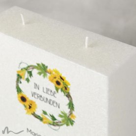 Hochzeitskerze Docht Sonnenblumen 17 x 25 cm
