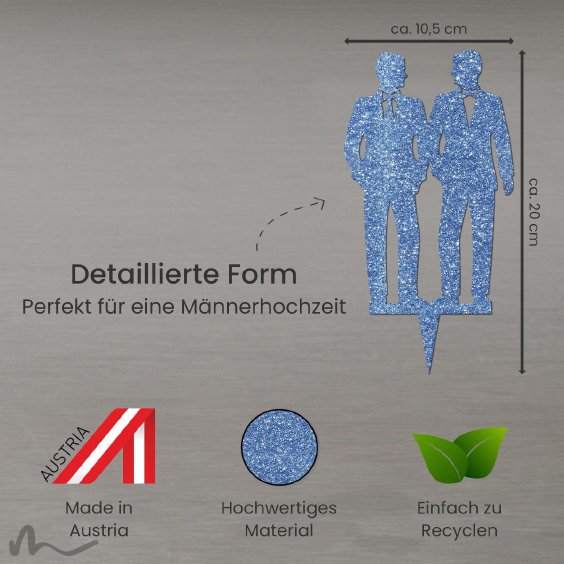 Cake Topper Mr und Mr Blau Glitzer