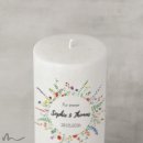 Hochzeitskerze Holzelement Docht Wiesenblumen Ø9 x 25 cm
