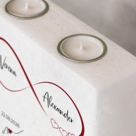 Hochzeitskerze Holzelement Infinity Heart 20 x 20 cm