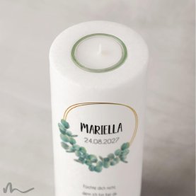 Konfirmationskerze Eukalyptus Ø8 x 20 cm