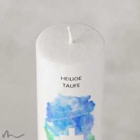 Taufkerze Holzelement Docht Aquatöne Ø6 x 25 cm