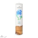 Konfirmationskerze Holzelement Docht Aquatöne Ø6 x 25 cm