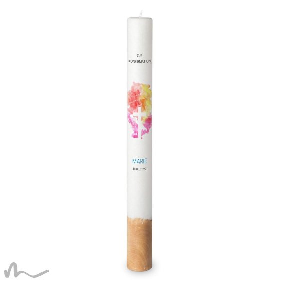 Konfirmationskerze Holzelement Docht Abendrot Ø4 x 40 cm