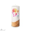 Konfirmationskerze Holzelement Docht Abendrot Ø8 x 20 cm