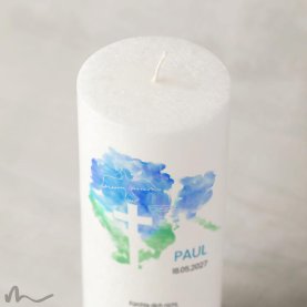 Konfirmationskerze Docht Aquatöne Ø8 x 20 cm