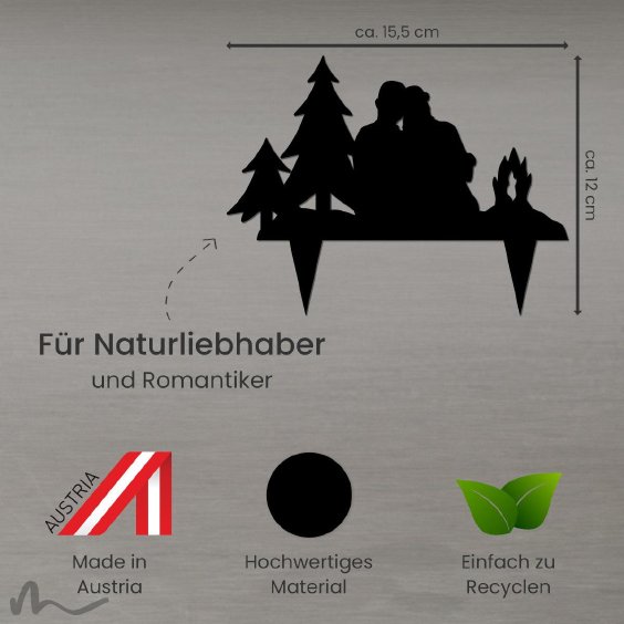 Cake Topper Paar am Lagerfeuer Schwarz