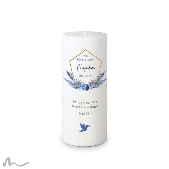 Konfirmationskerze Docht Boho Chic Ø8 x 20 cm
