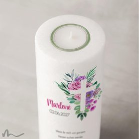 Kommunionkerze Florales Kreuz Ø8 x 20 cm