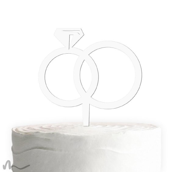 Cake Topper Ringe Diamant Weiss