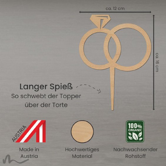 Cake Topper Ringe Diamant Holz