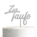 Cake Topper Zur Taufe zweizeilig Silber Glitzer