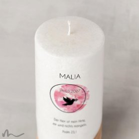 Konfirmationskerze Holzelement Docht Kreisrund Ø8 x 20 cm