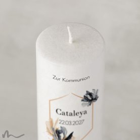 Kommunionkerze Holzelement Docht Zeitlos Elegant Ø6 x 25 cm