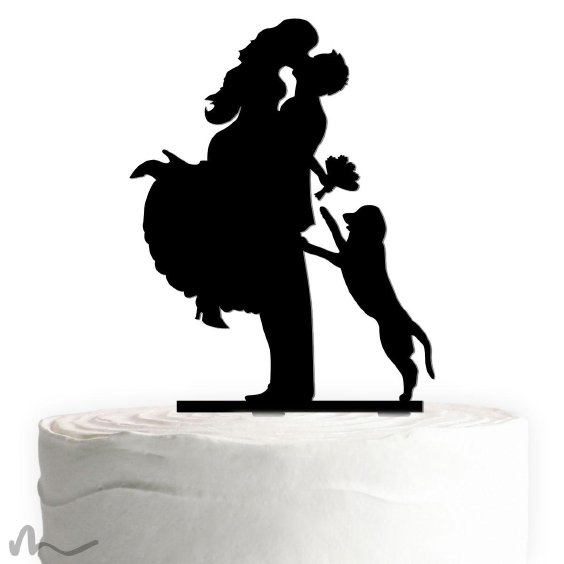 Cake Topper Sprung mit Hund Schwarz