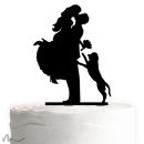 Cake Topper Sprung mit Hund Schwarz