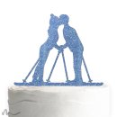 Cake Topper Skifahrer Blau Glitzer