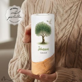Taufkerze Holzelement Lebensbaum Ø8 x 20 cm