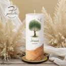 Taufkerze Holzelement Docht Lebensbaum Ø8 x 20 cm