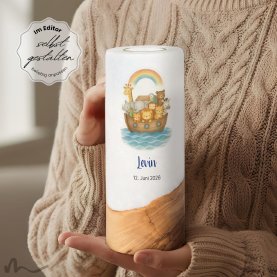 Taufkerze Holzelement Arche Noah Ø8 x 20 cm