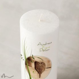 Hochzeitskerze Docht Ametrin Holzherz Ø8 x 20 cm