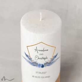 Hochzeitskerze Holzelement Docht Boho Chic Ø8 x 20 cm