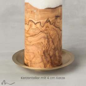 Kerzenteller Messing gebürstet mit Dorn gold Ø 8 cm