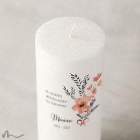 Trauerkerze Docht Blumig Ø8 x 20 cm