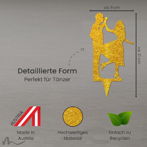 Cake Topper Tanz Gold Glitzer