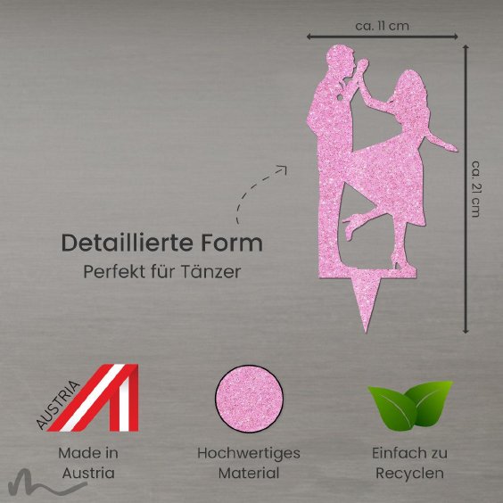 Cake Topper Tanz Pink Glitzer