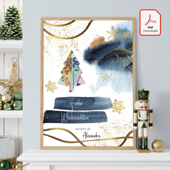 Geldgeschenk Poster Frohe Weihnachten
