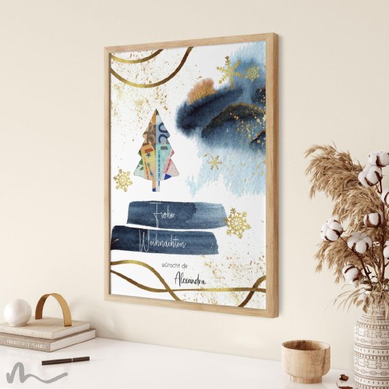 Geldgeschenk Poster Frohe Weihnachten