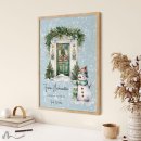 Geldgeschenk Poster Frohe Weihnachten Schneemann 2