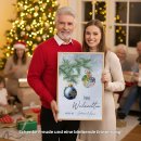 Geldgeschenk Poster Frohe Weihnachten Kugel Blau