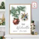 Geldgeschenk Poster Frohe Weihnachten Stern Kugel Rot