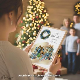 Geldgeschenk Poster Frohe Weihnachten Geschenk Blau