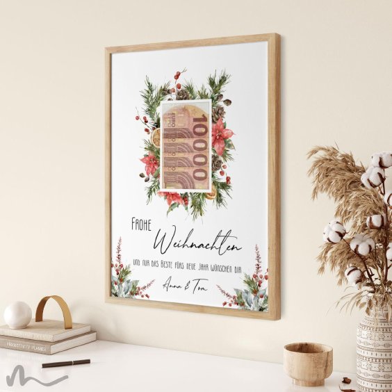 Geldgeschenk Poster Frohe Weihnachten Weihnachtsstern