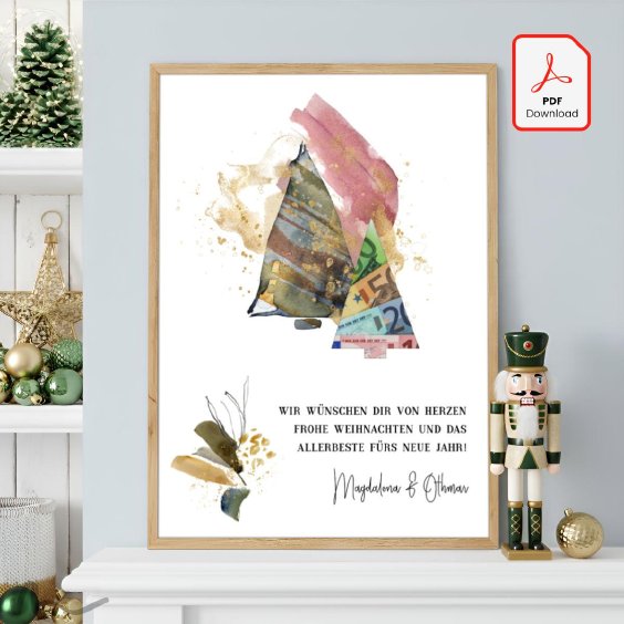 Geldgeschenk Poster Frohe Weihnachten Abstrakt Baum