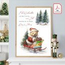 Geldgeschenk Poster Frohe Weihnachten Bär Schlitten