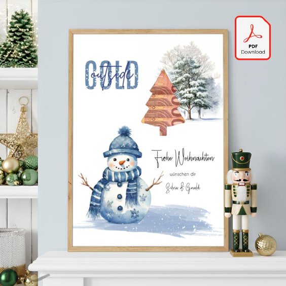 Geldgeschenk Poster Frohe Weihnachten Frosty
