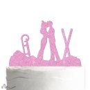 Cake Topper Wintersport Pink Glitzer