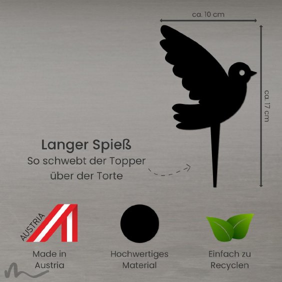 Cake Topper Taube Schwarz