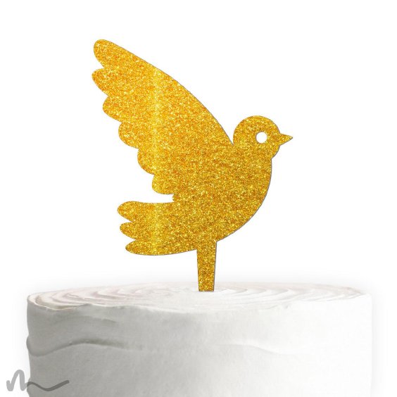 Cake Topper Taube Gold Glitzer