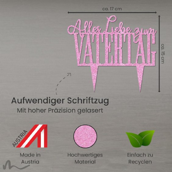 Cake Topper Vatertag Pink Glitzer