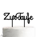 Cake Topper Zur Taufe Schreibschrift Schwarz