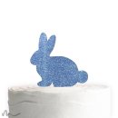 Cake Topper Hase Blau Glitzer