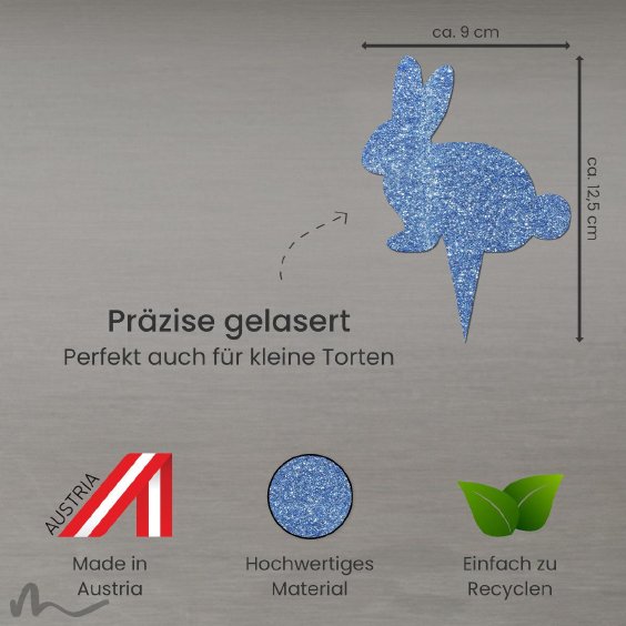 Cake Topper Hase Blau Glitzer