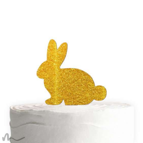 Cake Topper Hase Gold Glitzer